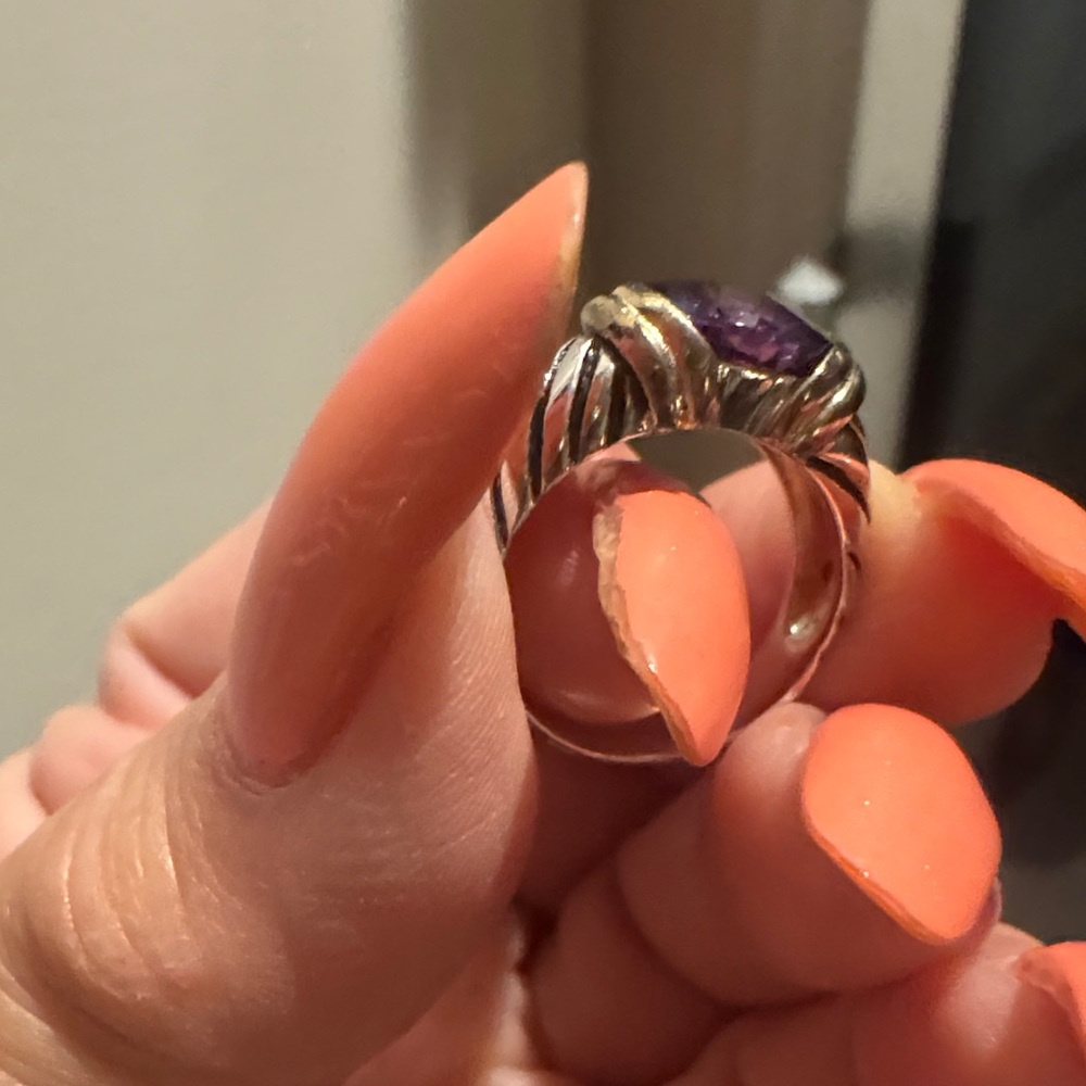 Elegant Purple and Silver Women's Ring